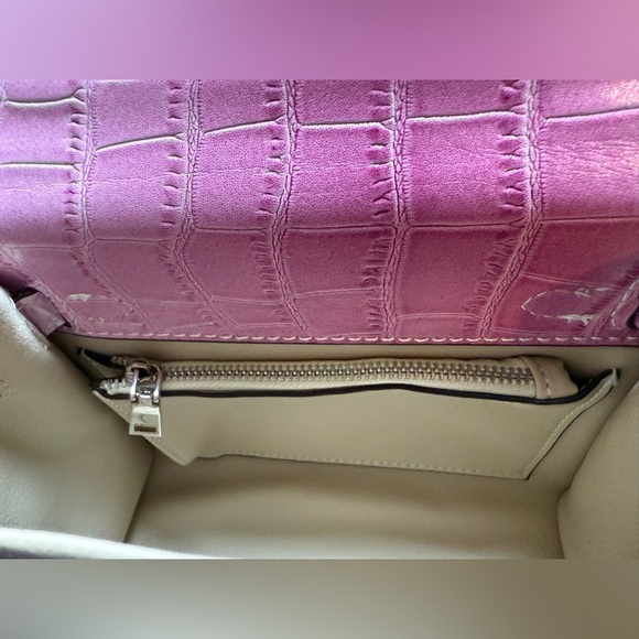 Pink Ombre Vegan Crocodile-Embossed Mini Tote - Picture 9 of 12
